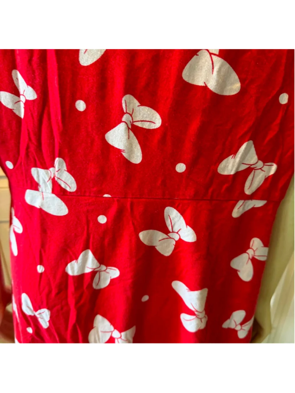 Disney Minnie Mouse Bow Print Women Pajama Dress Red White Size 1X